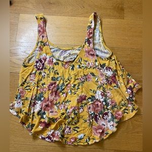 Yellow floral print crop top size xs